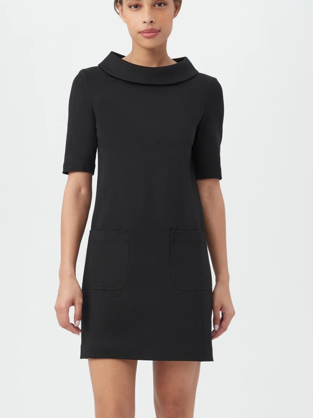 Trina Turk Black Mock-Collar Mini Dress